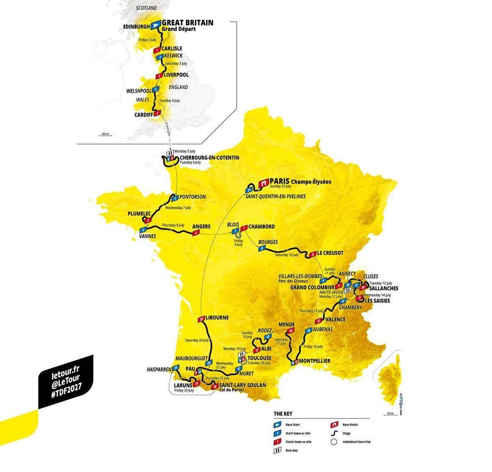 Tour de France 2027 route map (ASO)