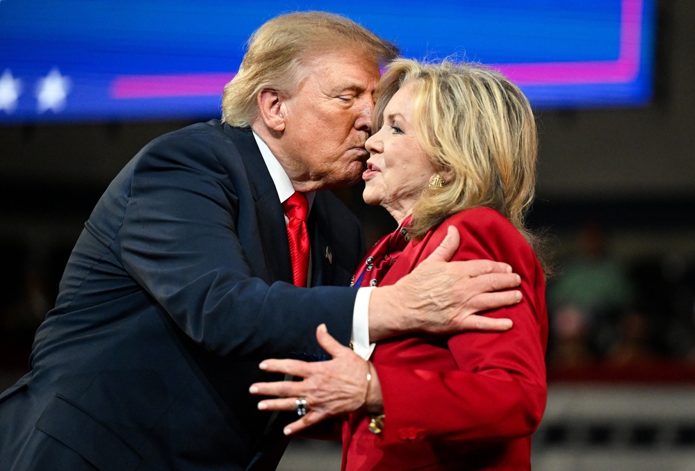 Republican Senator Marsha Blackburn is running against Democrat and Memphis City Council member Jerri Green in Tennessee’s gubernatorial race. Blackburn welcomed President Donald Trump to the state at a midterms rally in Clarksville earlier this month (pictured) (Getty)
