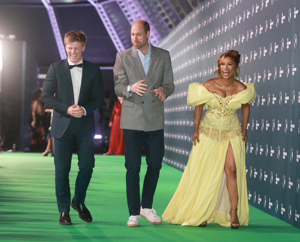 The Prince of Wales with Earthshot ambassadors Robert Irwin and Nomzamo Mbatha when Cape Town hosted the environmental awards (Ian Vogler/Daily Mirror/PA) (PA Archive)