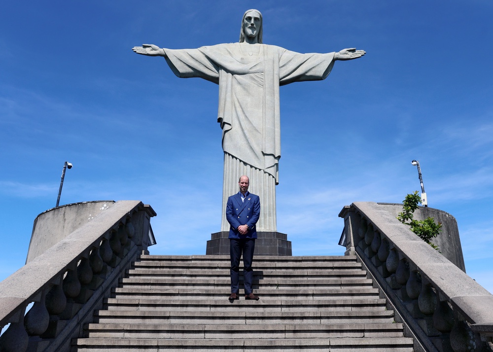 The Prince of Wales during a visit to the Christ the Redeemer statue in Rio de Janeiro, where he met finalists for 2025 Earthshot Prize (Chris Jackson/PA) (PA Archive)
