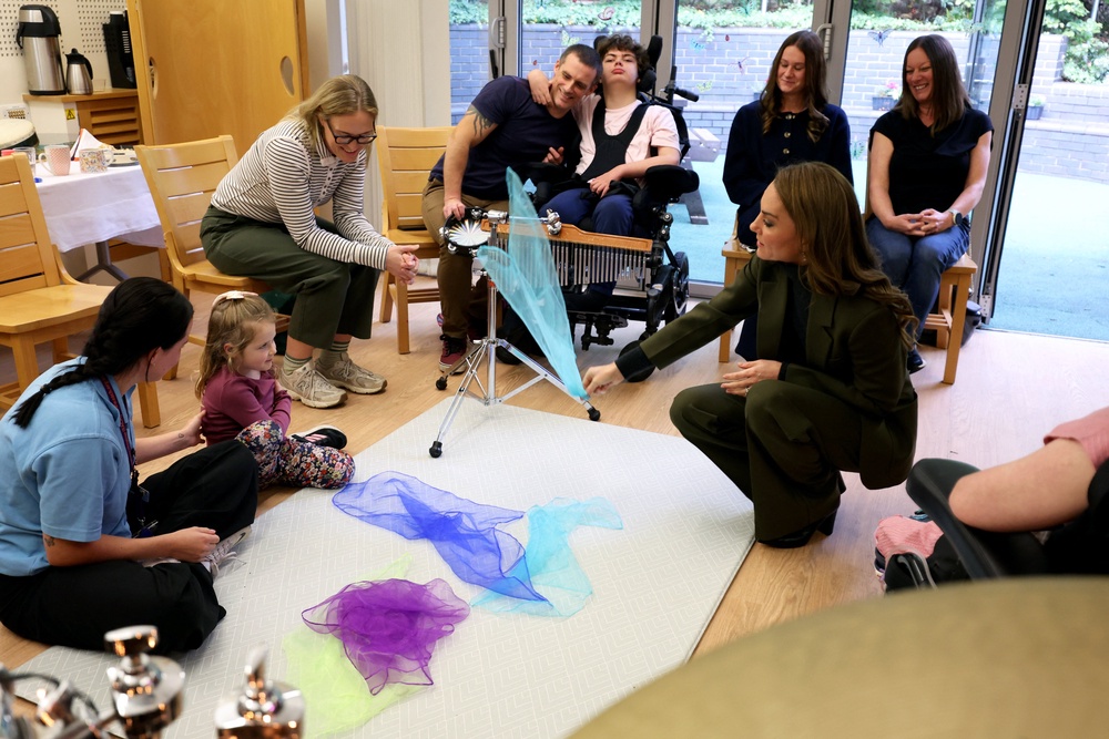 Kate attends a music therapy session during a visit to The Treehouse children’s hospice in Ipswich (Chris Radburn/PA) (PA Wire)