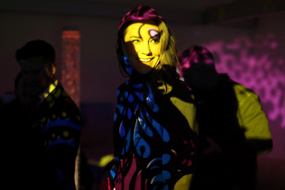 Kate inside a light sensory room during her visit to The Treehouse children’s hospice (Chris Radburn/PA) (PA Wire)