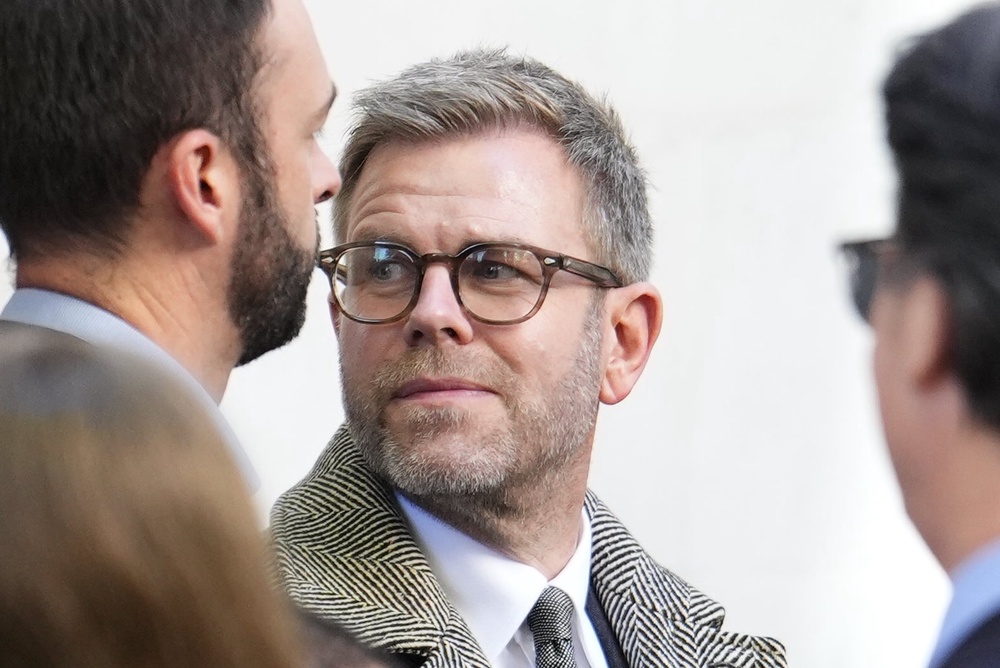Sky presenter Matt Barbet leaves St Bride’s Church in London (Jordan Pettitt/PA)