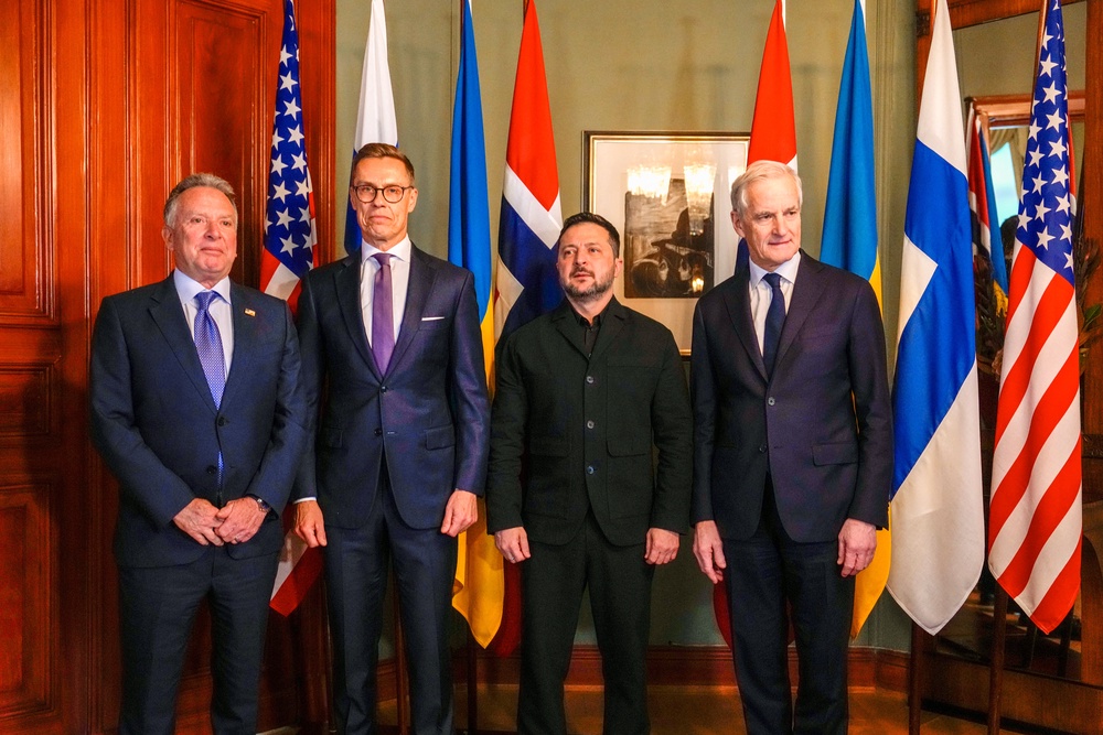 US envoy Steve Witkoff, Finland's president Alexander Stubb, Ukraine's president Volodymyr Zelensky and Norway's prime minister Jonas Gahr Store pose before their meeting in Oslo, Norway (AFP/Getty)