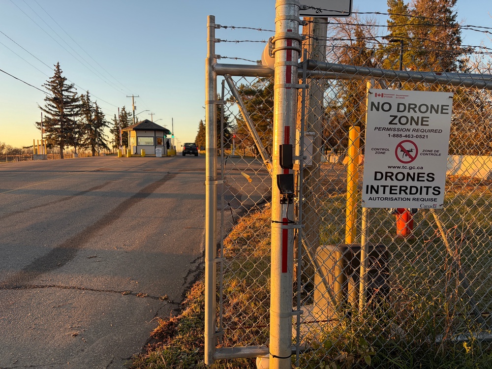 A view near the entrance of the Canadian Forces Base (CFB) Wainwright military base, in Wainwright, Alberta, Canada, on October 18, 2026 (AFP/Getty)