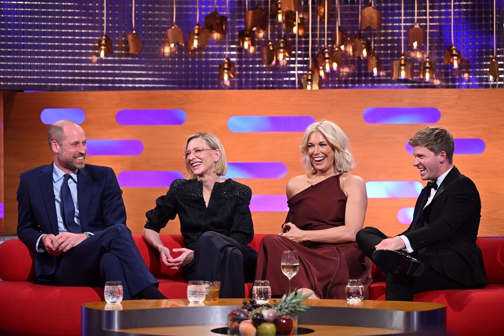 The Prince of Wales, Cate Blanchett, Hannah Waddingham and Robert Irwin during filming for The Graham Norton Show (Matt Crossick/PA) (PA)