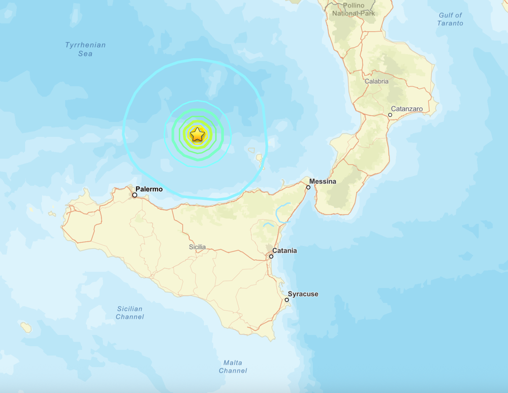 A magnitude 5.7 quake off the coast of Italy on Friday (USGS)
