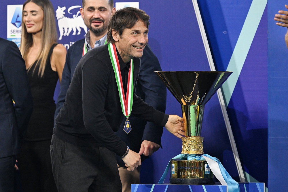 Conte spent two years at Napoli and won Serie A in his first season at the club (Getty)