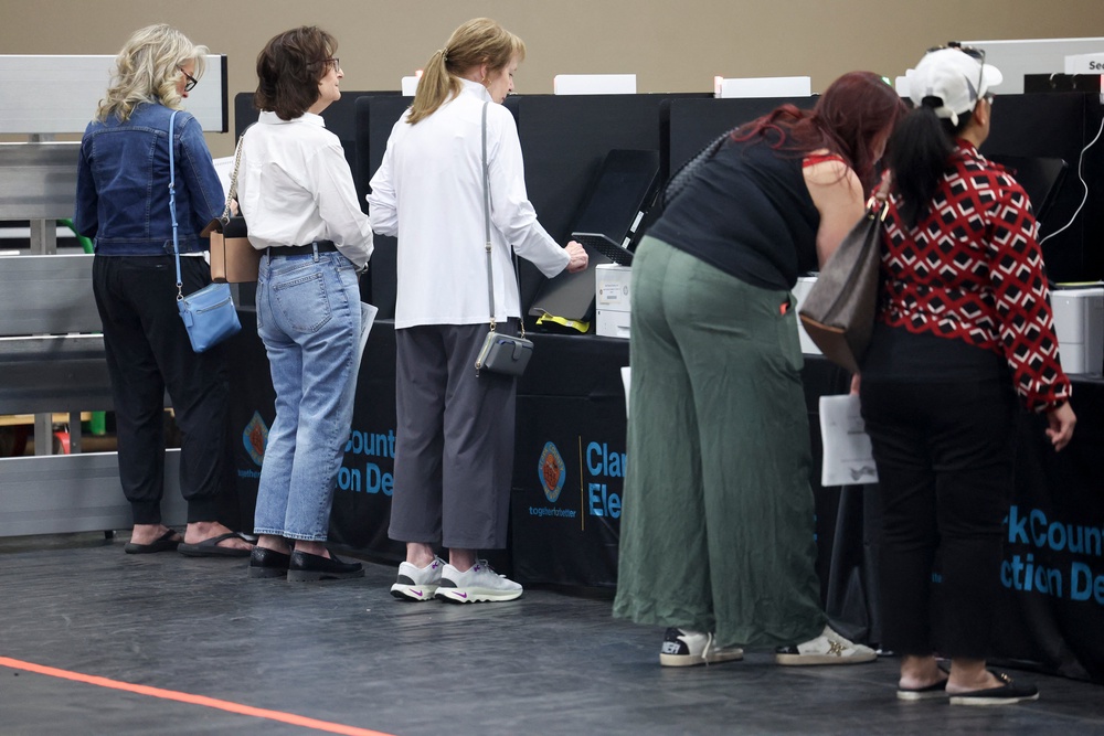 Voters cast their ballots during early voting in the US midterm elections at Desert Breeze Community Center on October 17, 2026 in Las Vegas (AFP/Getty)