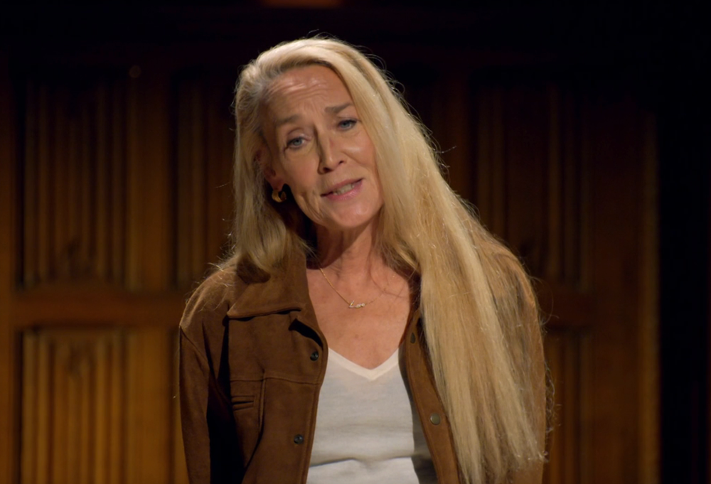 Jerry Hall being banished on 'Celebrity Traitors' (BBC)
