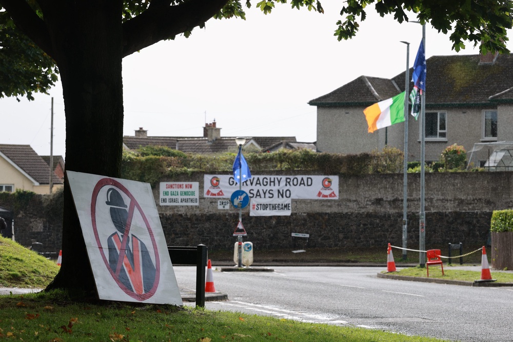 Posters at the Garvaghy Road in Portadown, Co Armagh (Liam McBurney/PA) (PA Wire)