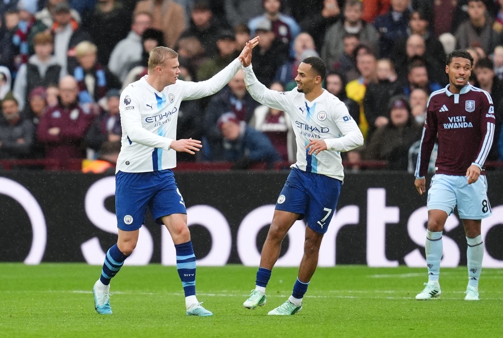 Erling Haaland scored in the seventh Premier League game in a row shortly after half-time (PA)