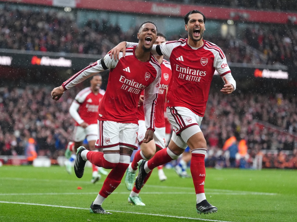 Ezri Konsa (left) celebrates his opener (Adam Davy/PA)