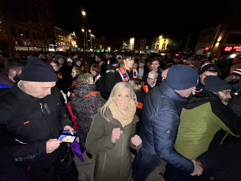 DUP MP Carla Lockhart joined supporters at the parade (Mícheál Ó Scannáil/PA) (PA Wire)