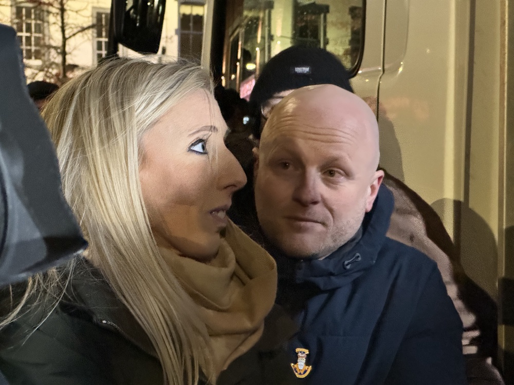 DUP MP Carla Lockhart led the parade alonside loyalist activist Jamie Bryson (Mícheál Ó Scannáil/PA) (PA Wire)