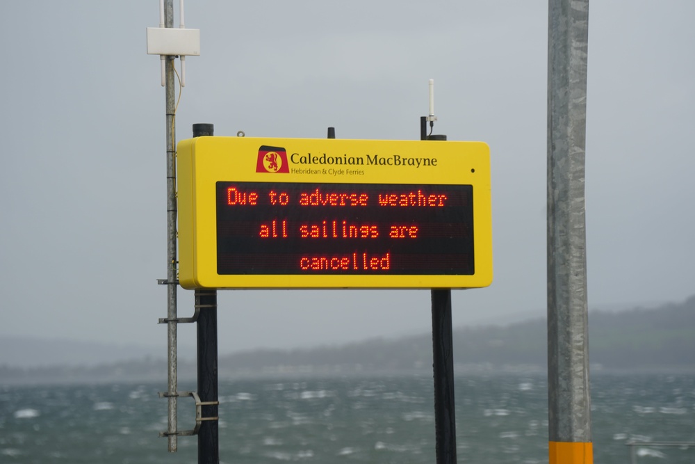 Signs at the Ferry terminal at Wemyss Bay (Jane Barlow/PA) (PA Wire)