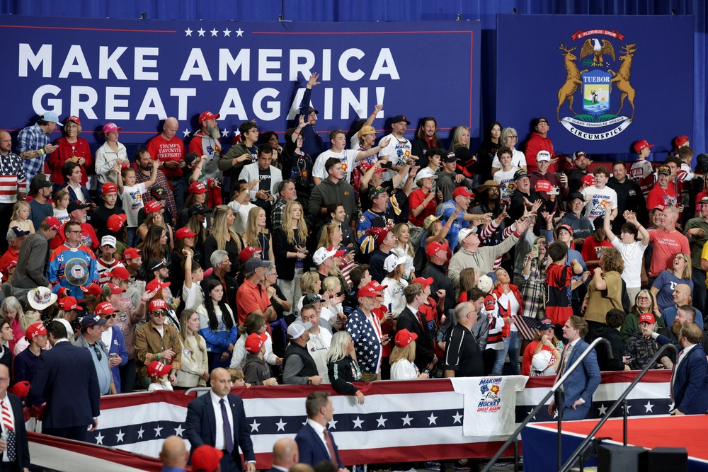 Trump took time to complain about not winning a Nobel Peace Prize, as well, telling his supporters, ‘So, I’m not in love with Norway. Frankly, Norway sucks’ (Getty Images)