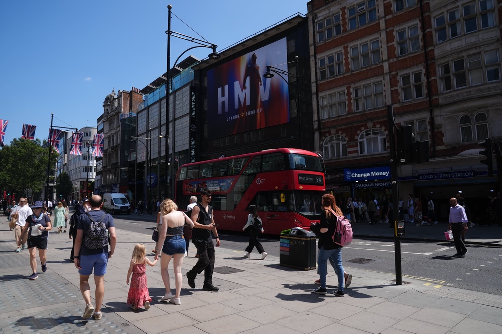 A view of Oxford Street in central London, one of the world’s busiest shopping areas (Jonathan Brady/PA) (PA Archive)