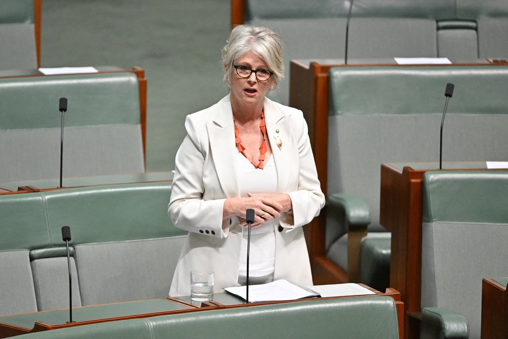 Independent Australian lawmaker Helen Haines speaks during a debate on amendments for the National Anti-Corruption Commission Bill in the House of Representatives at Parliament House in Canberra, Australia, November 24, 2022 (Reuters)