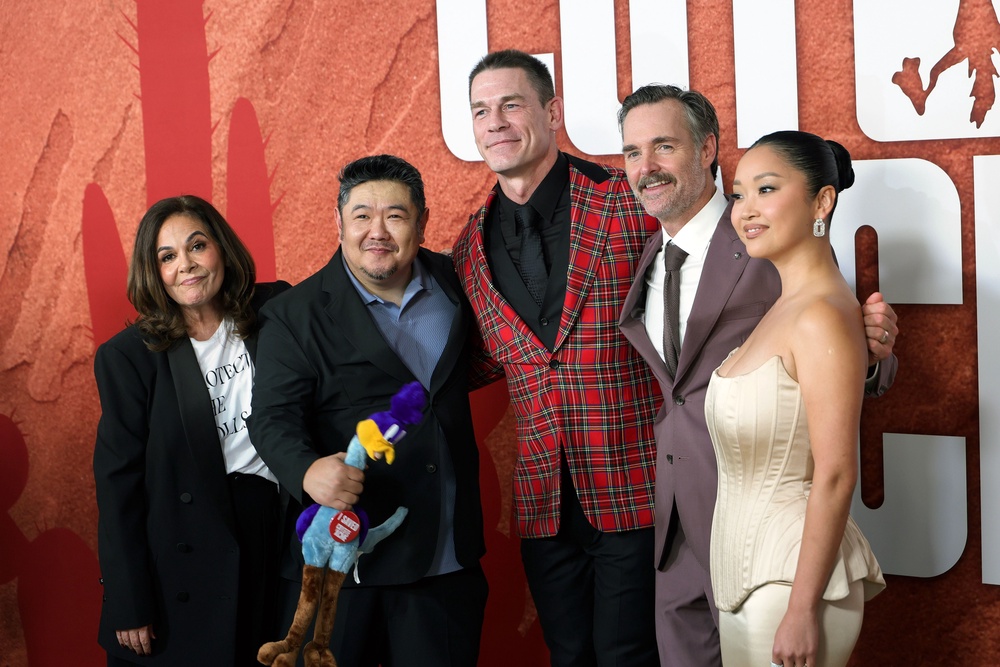 (L-R) Candi Milo, Eric Bauza, John Cena, Will Forte and Lana Condor at the Los Angeles Premiere of 'Coyote Vs. ACME' (Getty)