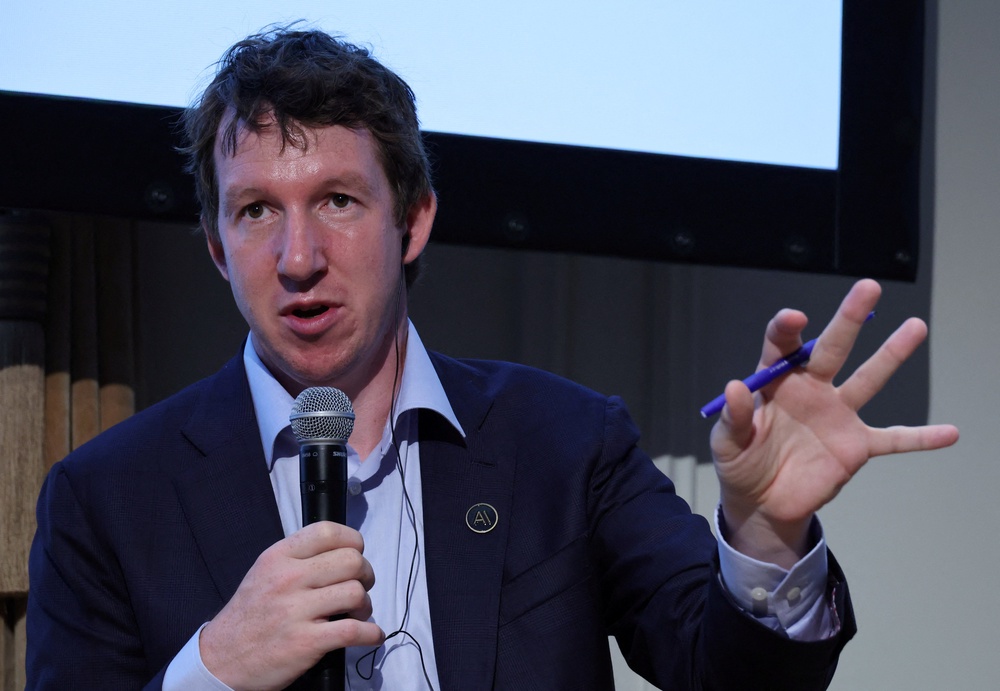 Anthropic co-founder Jack Clark speaks during a media briefing marking the one-year anniversary of the opening of Anthropic’s office in Tokyo, Japan, October 14, 2026 (Reuters)