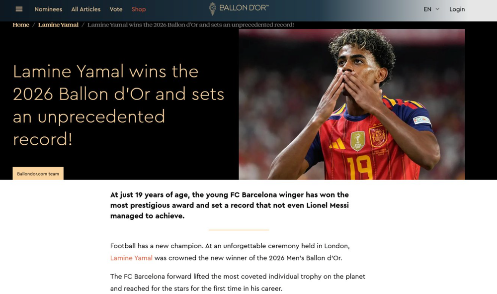 A similar article was posted for Lamine Yamal (Ballon d'Or)