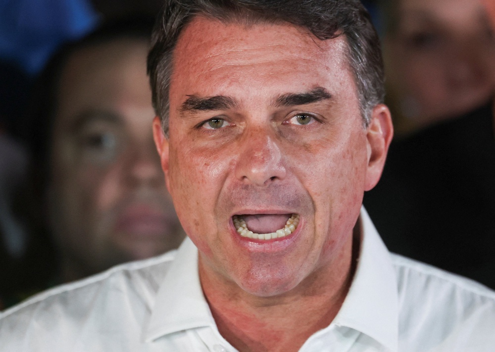 Brazilian presidential candidate Flavio Bolsonaro of the Liberal Party (PL) speaks after losing the presidential runoff election on October 25, 2026 (Reuters)