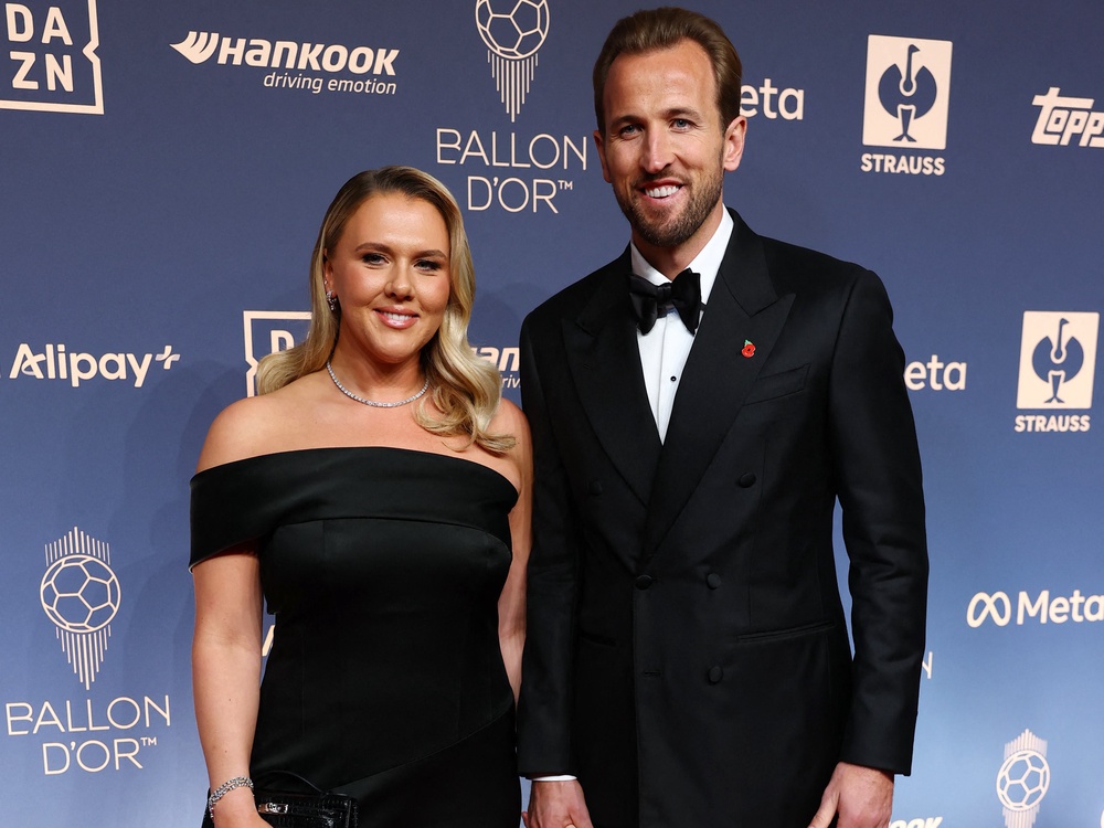 Harry Kane and his wife Katie have arrived at the ceremony. Will the England captain be leaving tonight with the Ballon d'Or? (Reuters)