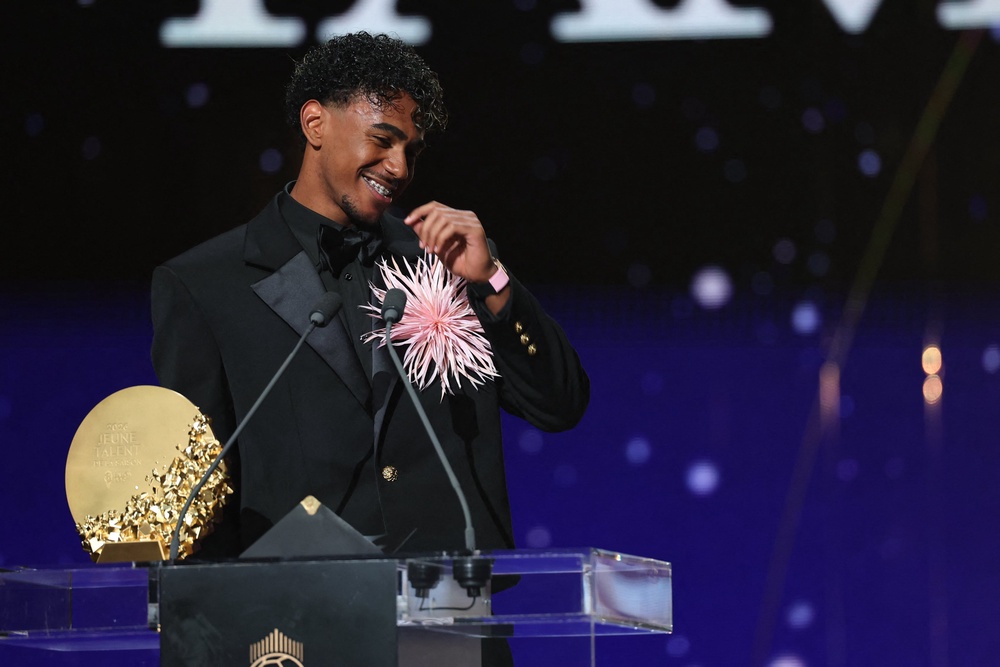 Lamine Yamal won the best young player award (AFP/Getty)