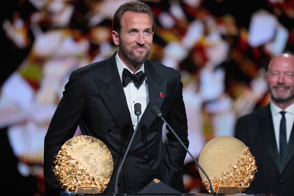 Harry Kane also won the trophy for striker of the year (AP)