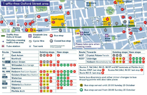 A map of the Oxford Street changes (TFL)