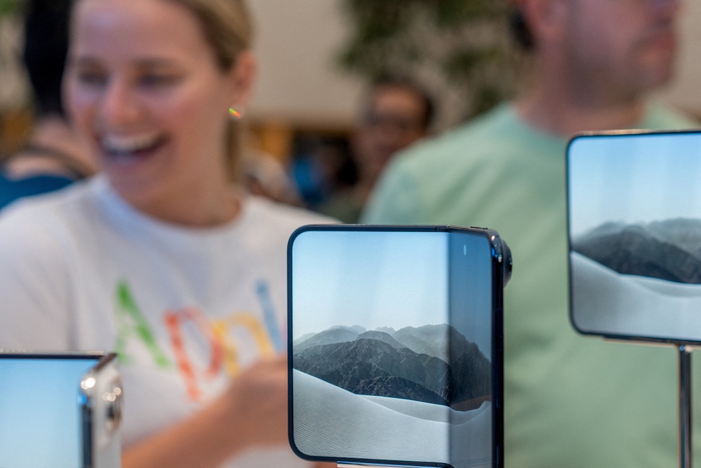 Apple's new foldable iPhone Duo is displayed on the launch day at the Apple store in Austin, Texas, US, 23 October, 2026 (Reuters)