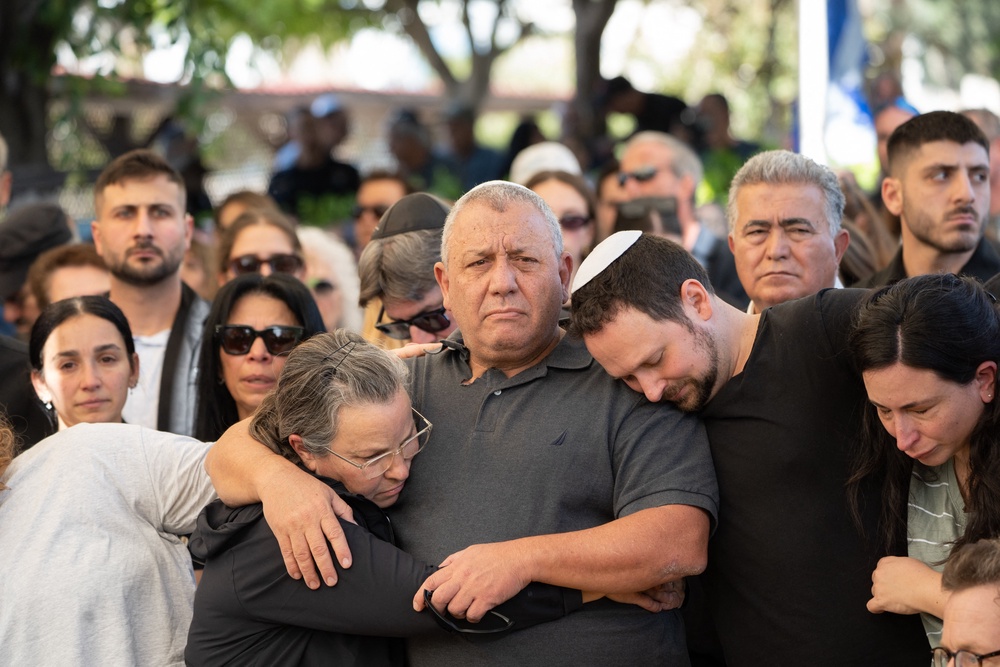 Gadi Eisenkot attends the funeral of his son Gal in Herzliya (AFP/Getty)