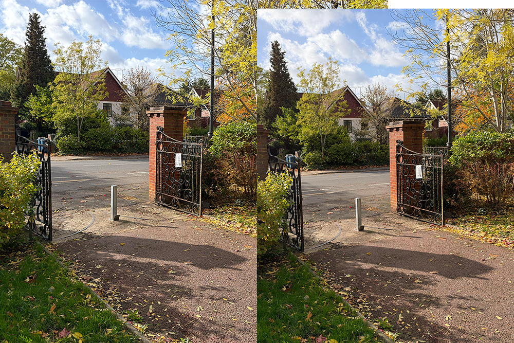 Left to right: iPhone Duo main camera, iPhone 18 Pro Max main camera (Alex Lee/The Independent)