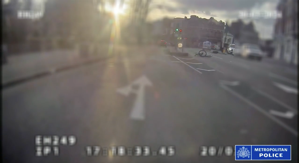 Woolwich Crown Court heard Okotie was delivering blood products to a south London hospital when he moved his van into the left lane 'seemingly without looking' and came close to the man on his bike in New Cross Road, Lewisham (Metropolitan Police)