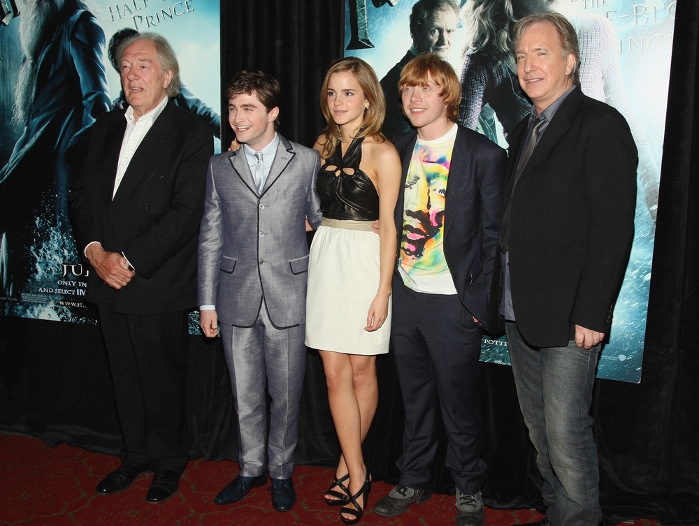 Michael Gambon with Daniel Radcliffe, Emma Watson, Rupert Grint and Alan Rickman (Getty)