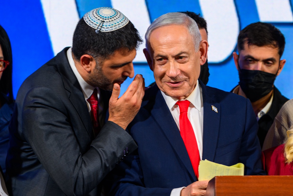 Israeli Prime Minister and Likud party leader Benjamin Netanyahu (C) (Getty)