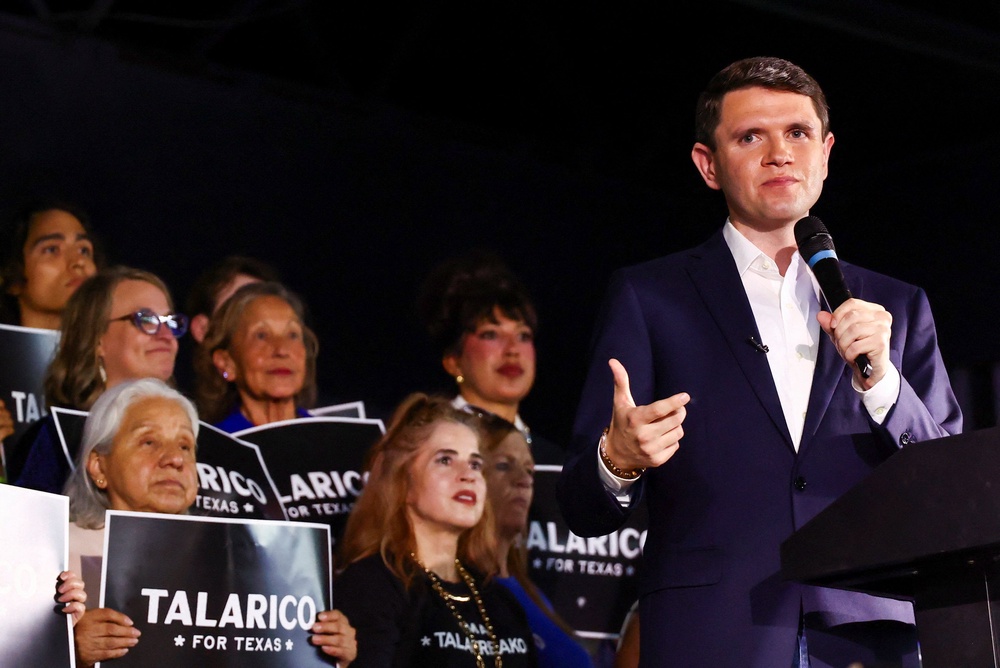 Paxton's Democrat rival James Talarico has been quick to point out the role that Elon Musk is playing in the Texas campaign (Reuters)
