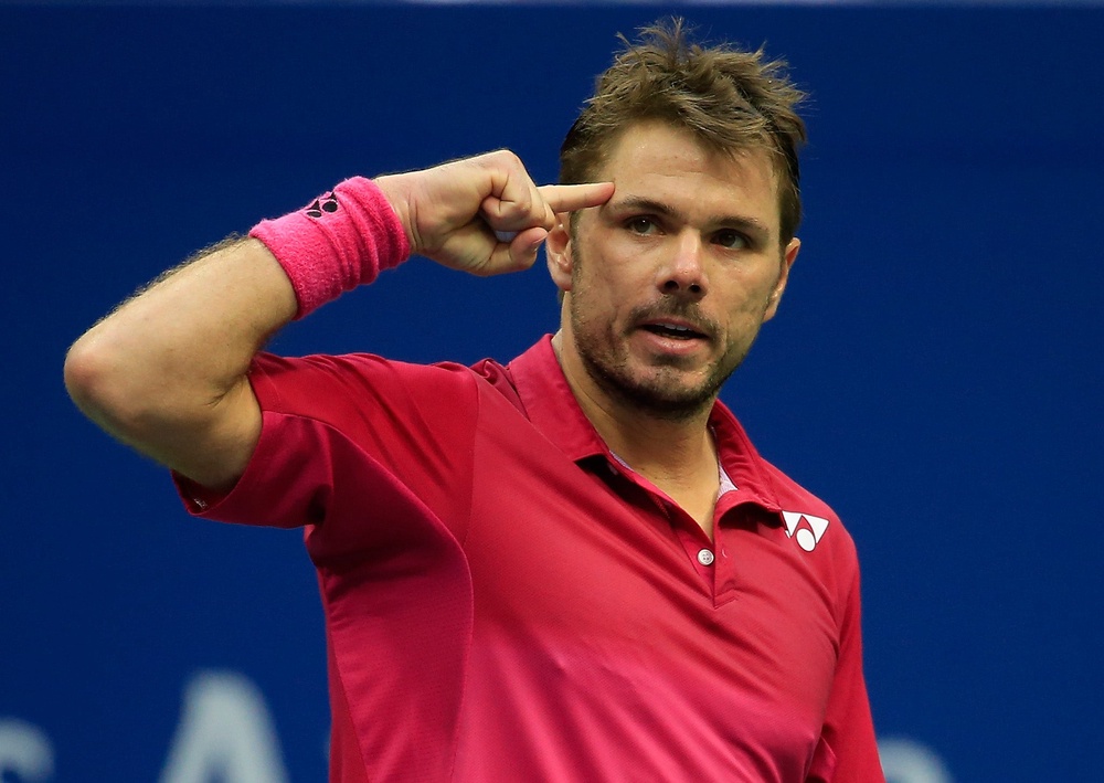 Wawrinka's signature point to the temple (Getty)