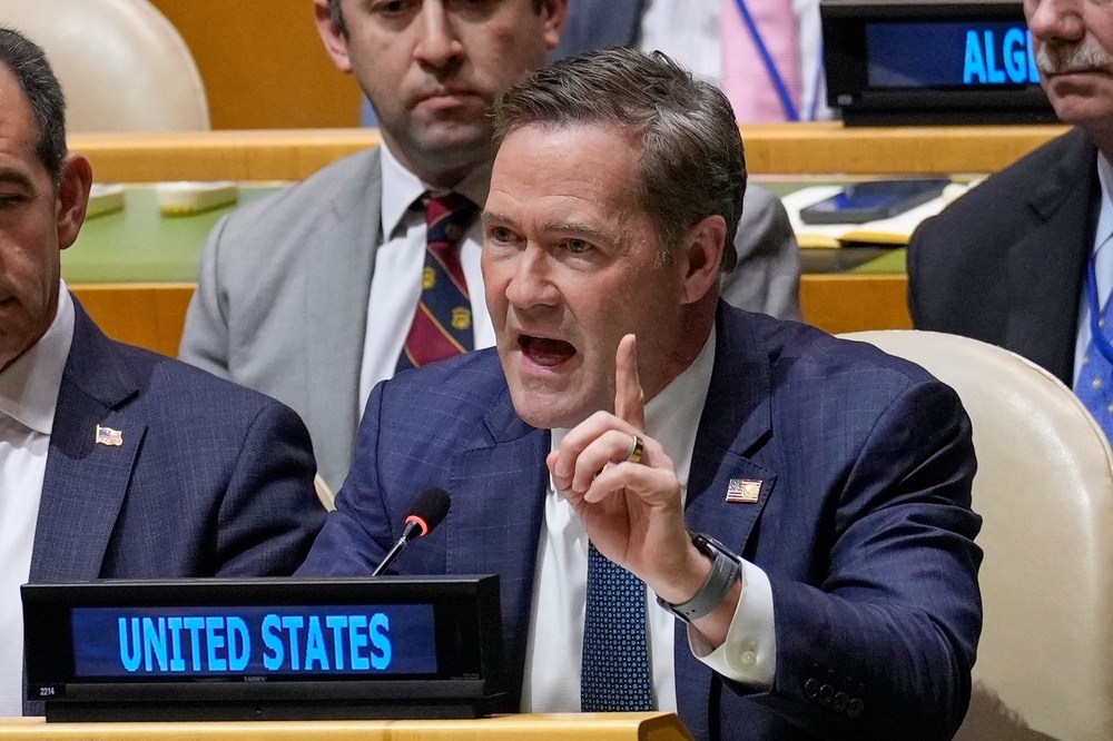 Mike Waltz, U.S. ambassador to the United Nations, speaks at U.N. headquarters on Wednesday, a day after he got into a shouting match with Cuban officials (AP)