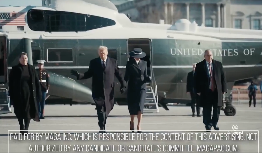 MAGA Inc has run several ads that were first produced by the White House and later aired by the Trump-connected super PAC (White House/MAGA Inc)