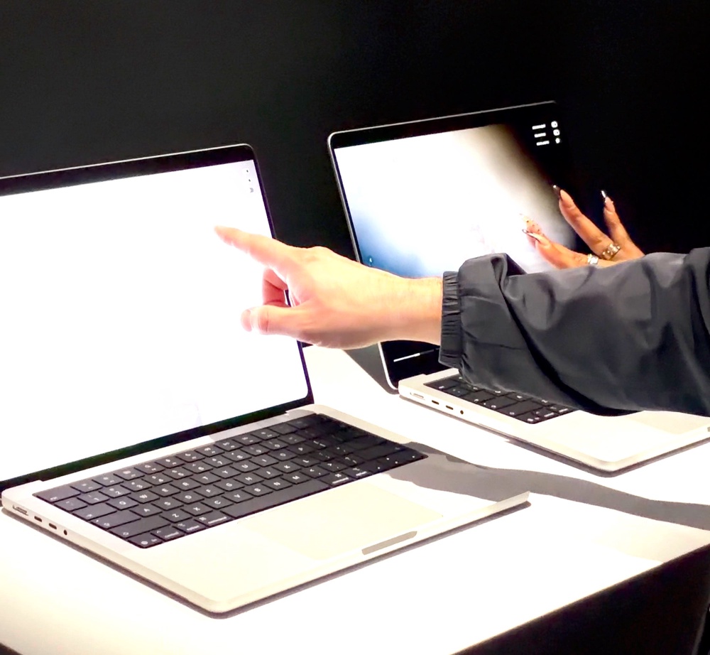 Apple's new MacBook Pro at its launch event (Andrew Griffin/The Independent)