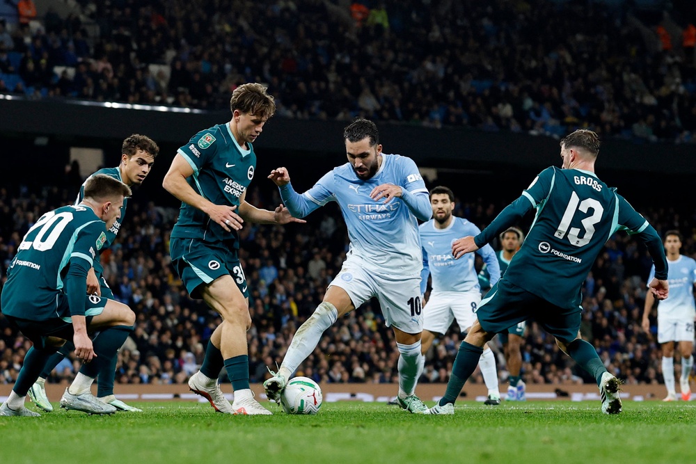 Manchester City and Brighton shared a 2-2 draw in normal time (Reuters)