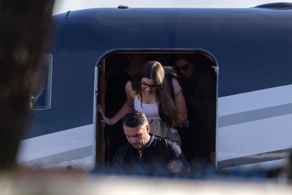 Brazilian Senator Flavio Bolsonaro disembarks from a plane after arriving at Opa-locka Executive Airport near Miami, Florida, US, October 28, 2026 (Reuters)