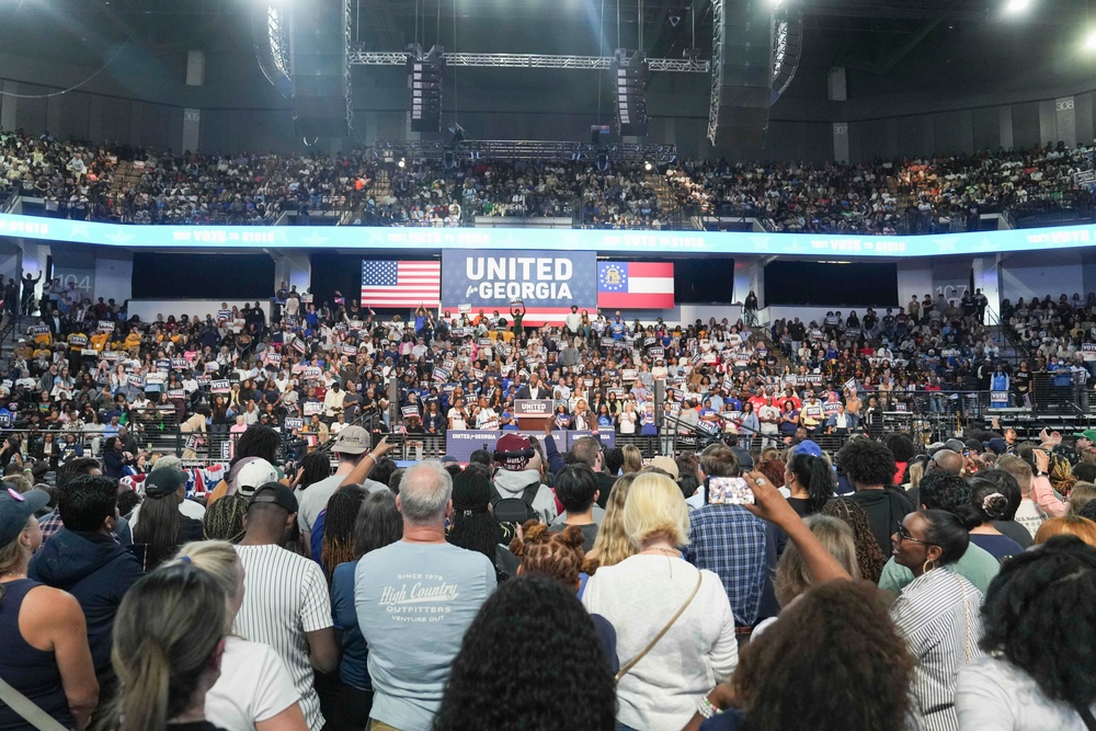 Forty-seven percent of those who have already voted are Democrats, compared to 35 percent who are registered as Republicans. This image shows a Democratic rally in Georgia (Getty)