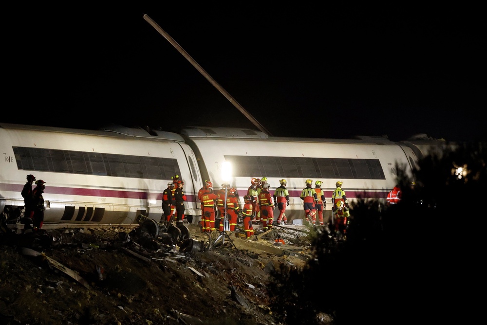 The train crashed around 150km south of Madrid (AFP/Getty)