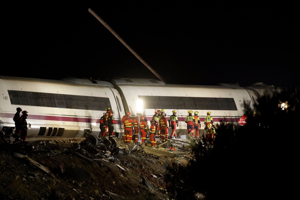 The train crashed around 150km south of Madrid (AFP/Getty)