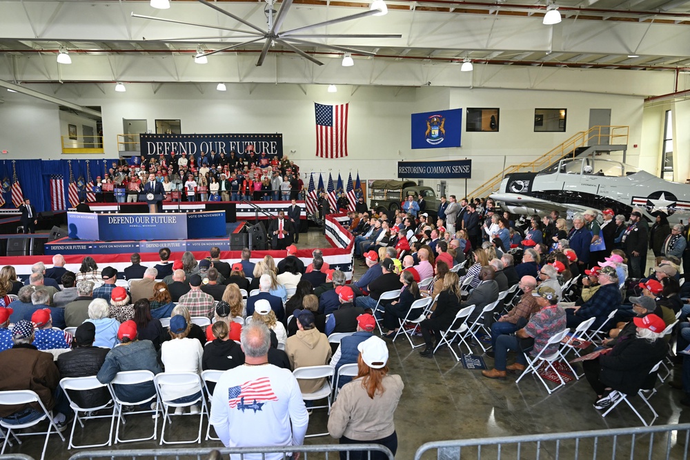Trump has reportedly been telling allies that Vance ‘has not drawn large numbers to events that he is headlining.’ The vice president spoke to a crowd in Howell, Michigan, on October 27 in support of Republican Senate candidate Mike Rodgers (POOL/AFP via Getty Images)