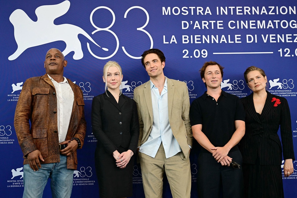 Wever at the Venice Film Festival in September, alongside her ‘Primetime’ co-stars Bokeem Woodbine, Phoebe Bridgers, Robert Pattinson and Skyler Gisondo (Getty Images)