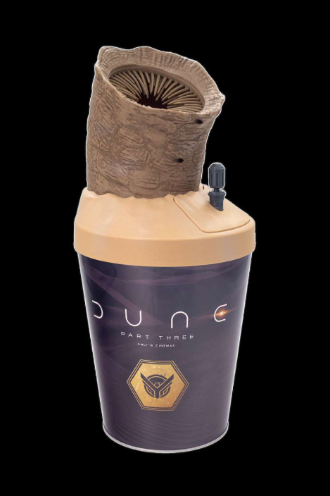 The ‘Dune’ Sandworm Thumper popcorn bucket is also among the collectibles available for the movie’s release in December (AMC)